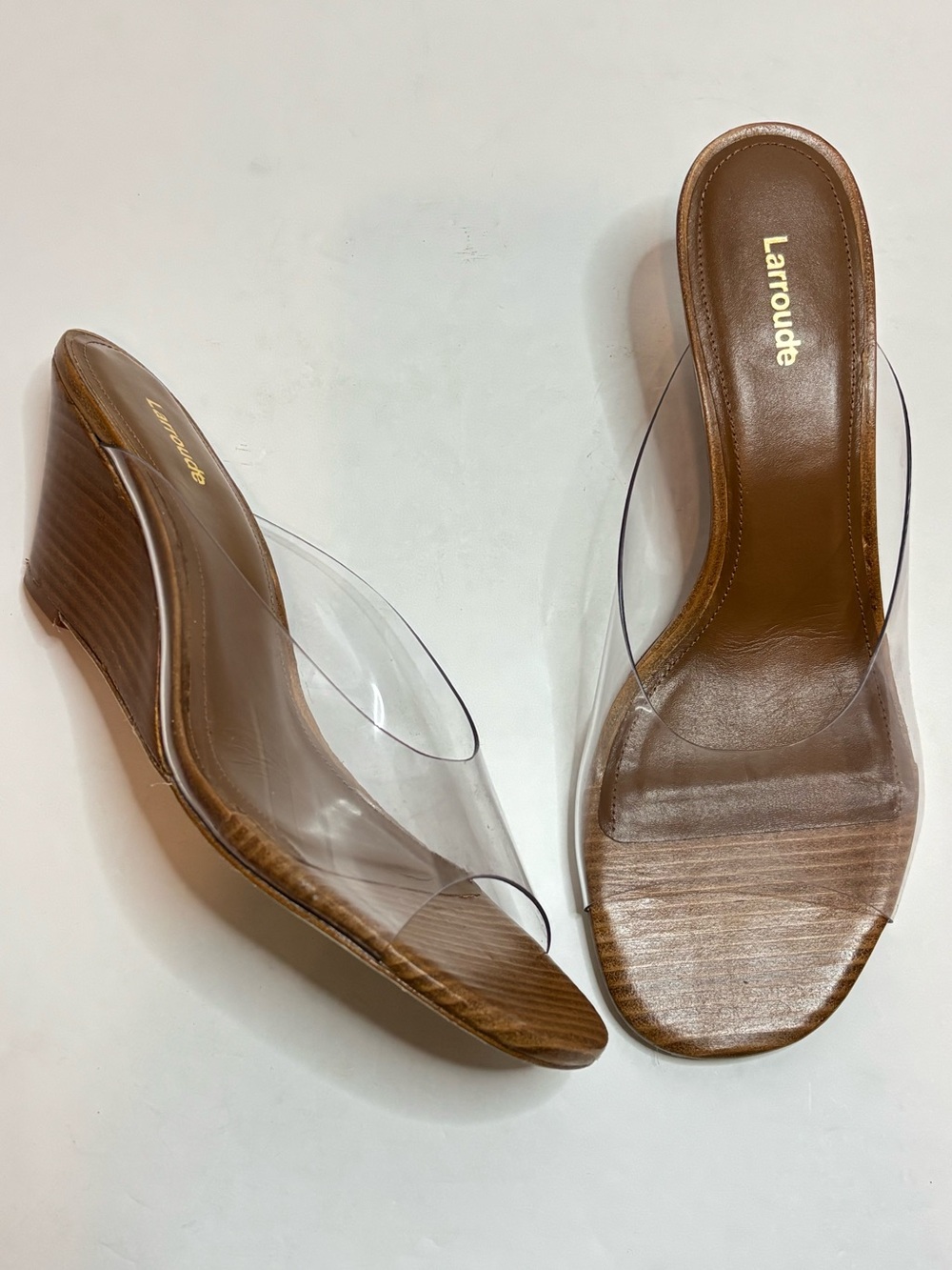 NWT Larroude Vivi Wedge Mule Clear Vinyl 10